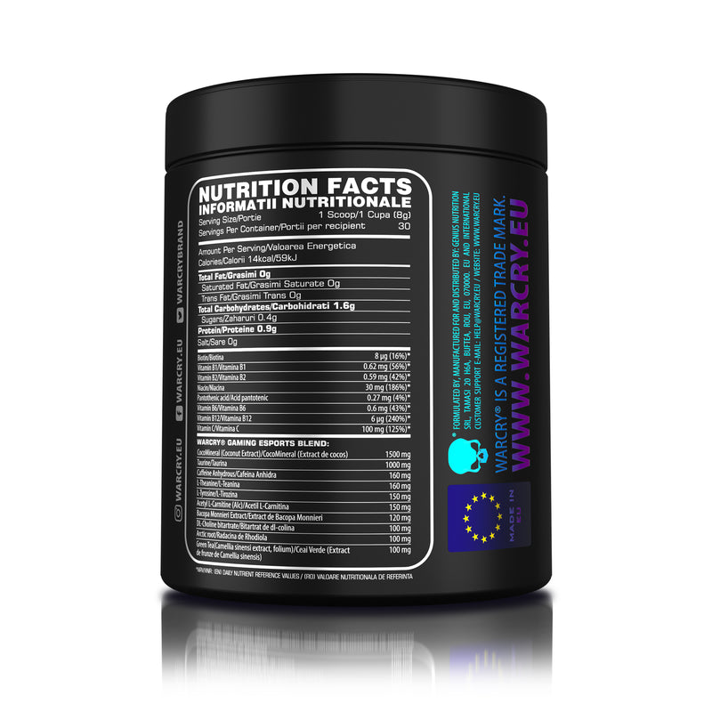 Load image into Gallery viewer, WARCRY GAMING 240g 30serv Genius Nutrition Peachful Assault - Supplement designed for high-intensity gaming sessions, enhancing cognitive focus, boosting energy, sharpening memory, alleviating stress, and promoting optimal hydration.
