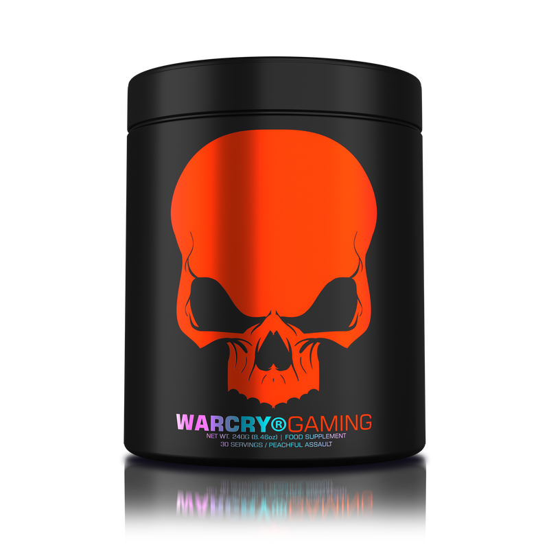 Load image into Gallery viewer, WARCRY GAMING 240g 30serv Genius Nutrition Peachful Assault - Supplement designed for high-intensity gaming sessions, enhancing cognitive focus, boosting energy, sharpening memory, alleviating stress, and promoting optimal hydration.
