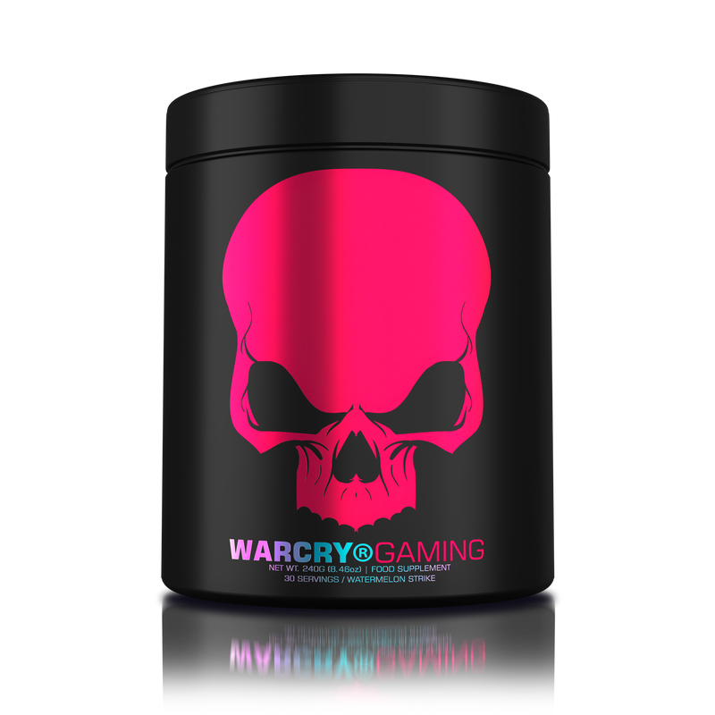 Load image into Gallery viewer, WARCRY GAMING 240g 30serv Genius Nutrition Watermelon Strike - Supplement designed for high-intensity gaming sessions, enhancing cognitive focus, boosting energy, sharpening memory, alleviating stress, and promoting optimal hydration.
