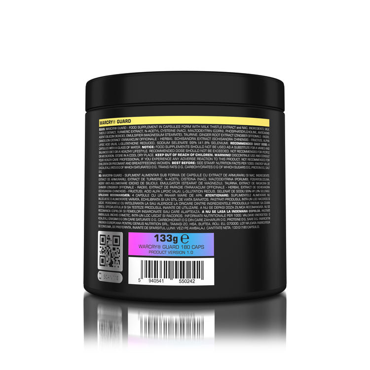 WARCRY GUARD 180caps 45serv Genius Nutrition - Supplement with anti-inflammatory properties that support liver and lung protection, providing essential support for healthy organ function.