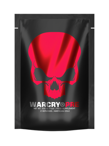 WARCRY PRE 20g 2serv Genius Nutrition American Cola - Pre-workout supplement for energy, pump, endurance, and focus, ideal for intense training sessions.