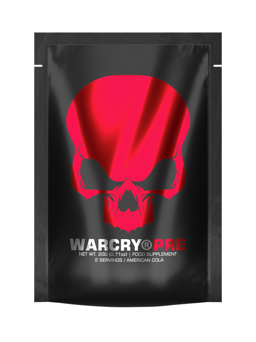 WARCRY PRE 20g 2serv Genius Nutrition American Cola - Pre-workout supplement for energy, pump, endurance, and focus, ideal for intense training sessions.