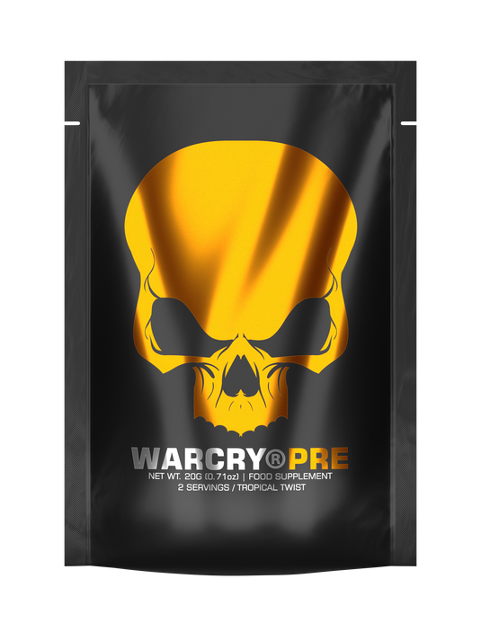 WARCRY PRE 20g 2serv Genius Nutrition Tropical Twist - Pre-workout supplement for energy, pump, endurance, and focus, ideal for intense training sessions.