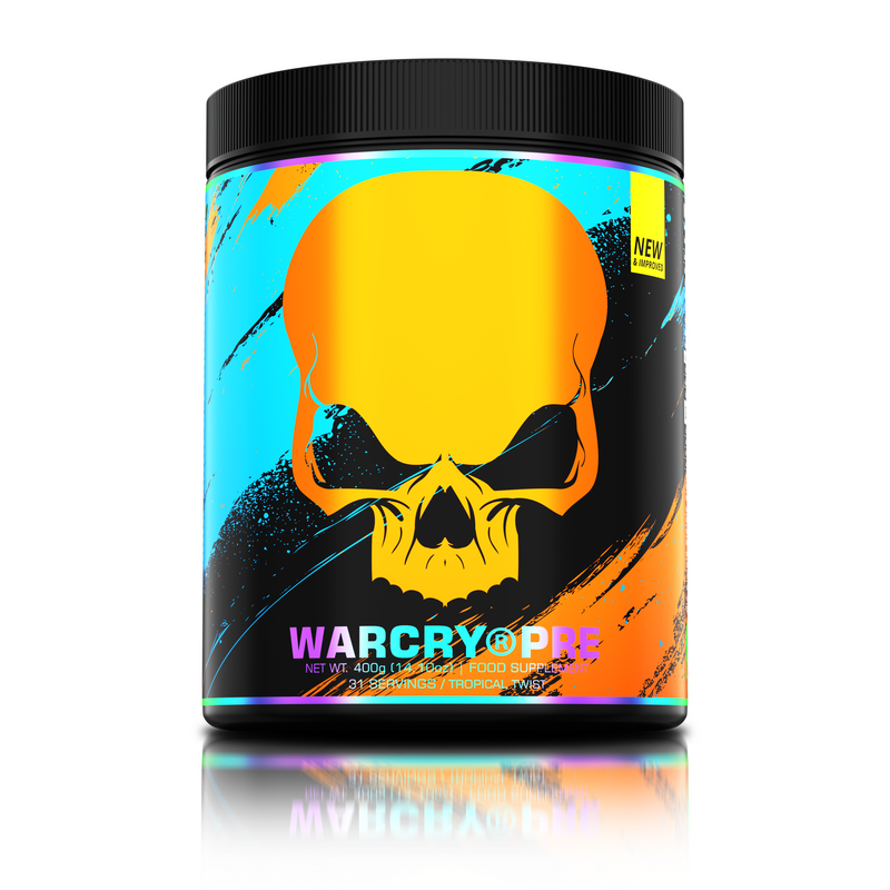 Load image into Gallery viewer, WARCRY PRE 400g 31serv Genius Nutrition Tropical Twist - Pre-workout supplement for energy, pump, endurance, and focus, ideal for intense training sessions.

