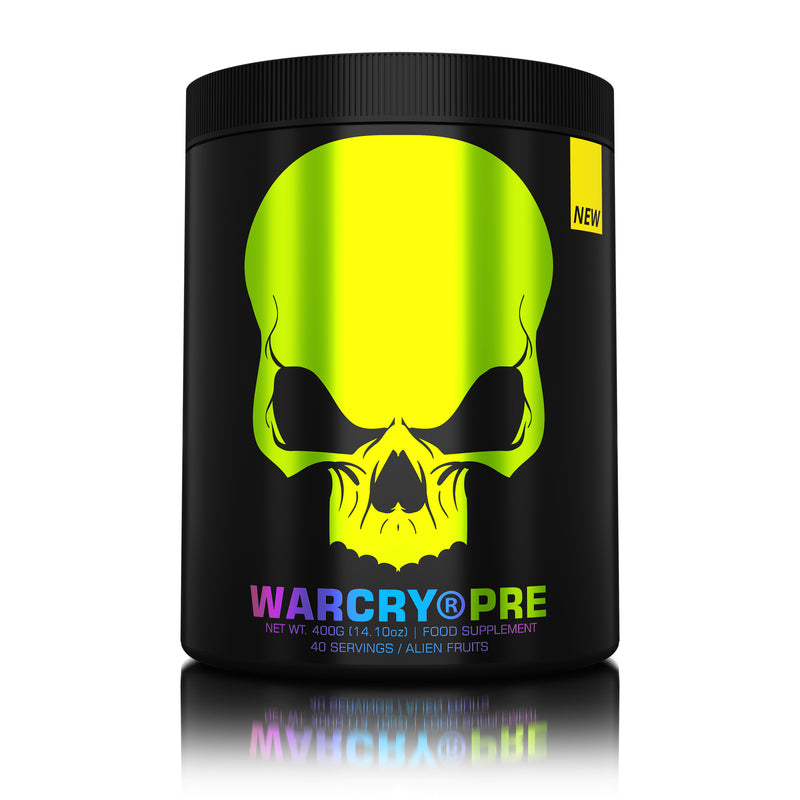 Load image into Gallery viewer, WARCRY PRE 400g 40serv Genius Nutrition Alien Fruits - Pre-workout supplement for energy, pump, endurance, and focus, ideal for intense training sessions.
