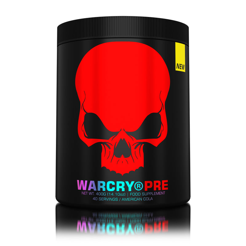 Load image into Gallery viewer, WARCRY PRE 400g 40serv Genius Nutrition American Cola - Pre-workout supplement for energy, pump, endurance, and focus, ideal for intense training sessions.
