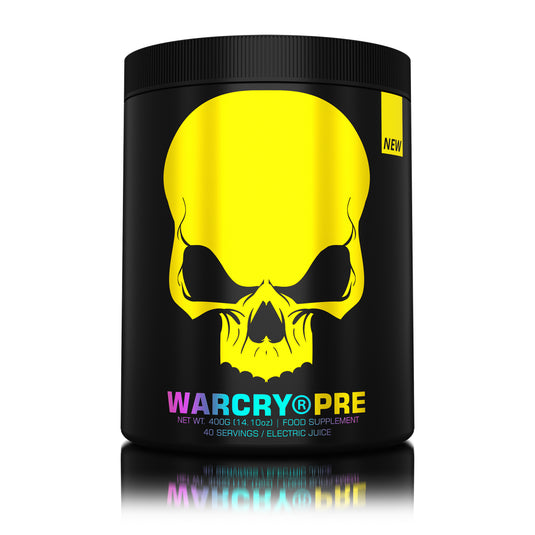 WARCRY PRE 400g 40serv Genius Nutrition Electric Juice - Pre-workout supplement for energy, pump, endurance, and focus, ideal for intense training sessions.