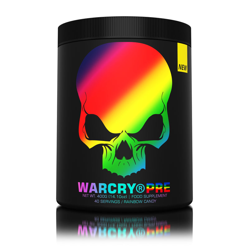 Load image into Gallery viewer, WARCRY PRE 400g 40serv Genius Nutrition Rainbow Candy - Pre-workout supplement for energy, pump, endurance, and focus, ideal for intense training sessions.
