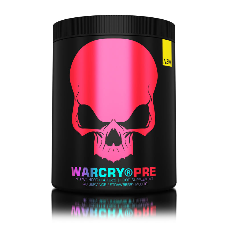 Load image into Gallery viewer, WARCRY PRE 400g 40serv Genius Nutrition Strawberry Mojito - Pre-workout supplement for energy, pump, endurance, and focus, ideal for intense training sessions.
