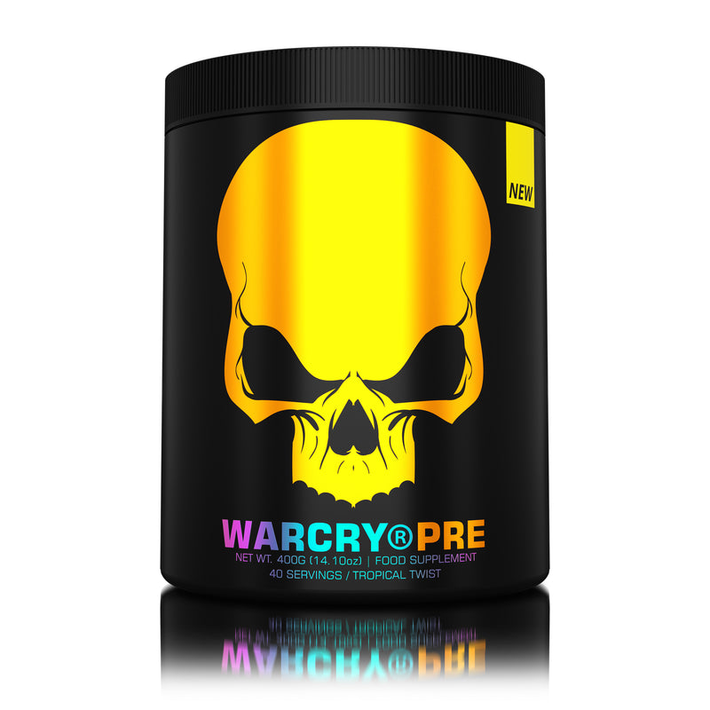 Load image into Gallery viewer, WARCRY PRE 400g 40serv Genius Nutrition Tropical Twist - Pre-workout supplement for energy, pump, endurance, and focus, ideal for intense training sessions.
