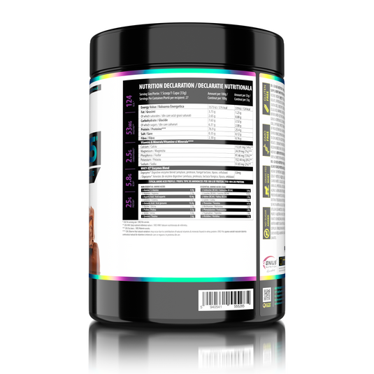 WHEY-X5® 900g/27serv Genius Nutrition Choco-Coconut - Protein blend of whey concentrate and isolate , ideal for lean muscle growth and recovery, enriched with digestive enzymes for enhanced absorption.