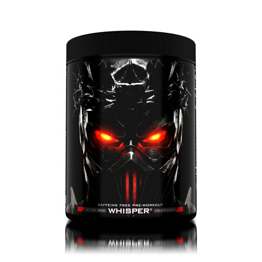 WHISPER 400g 21serv Genius Nutrition Cola - Stiim-free pre-workout that supports intense pumps, muscle fullnes, and clear focus, designed to avoid sleep interference or jitteriness.