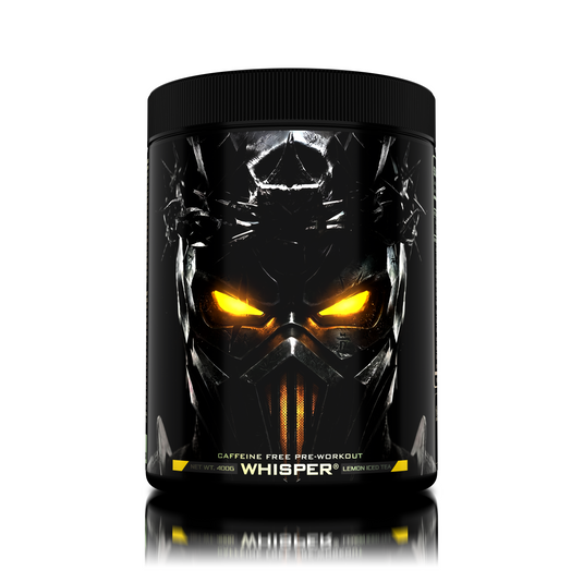 WHISPER 400g 21serv Genius Nutrition Lemon Iced Tea - Stiim-free pre-workout that supports intense pumps, muscle fullnes, and clear focus, designed to avoid sleep interference or jitteriness.