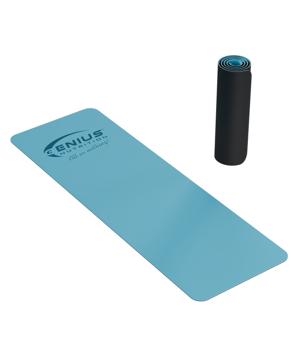YOGA MAT PU Genius Nutrition Blue - Perfect for your yoga, pilates, and fitness sessions.