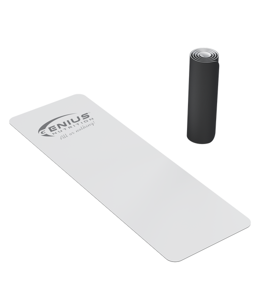 YOGA MAT PU Genius Nutrition White - Perfect for your yoga, pilates, and fitness sessions.