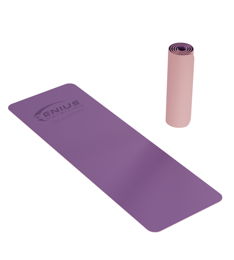 Load image into Gallery viewer, YOGA MAT TPE Genius Nutrition Purple - Premium yoga mat provides superior comfort and support, enhancing your performance and making every practice more enjoyable. 
