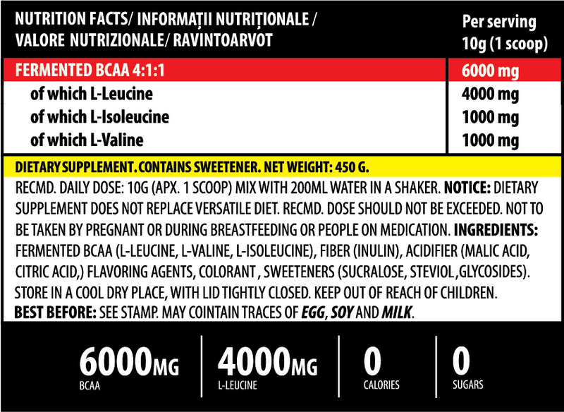 Load image into Gallery viewer, iBCAA 450g 45serv Genius Nutrition - BCAA supplement naturally fermented for muscle recovery and growth with added prebiotic fiber inulin.
