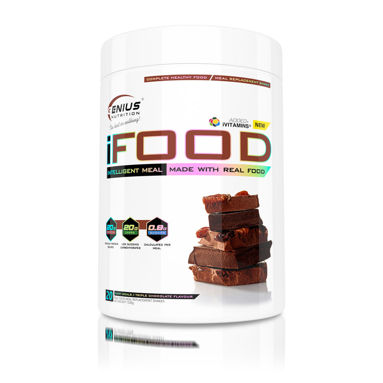 iFOOD 1200g 20meals Genius Nutrition Triple Chocolate - Low calorie meal replacement supplement high in protein  with added vitamins and minerals.