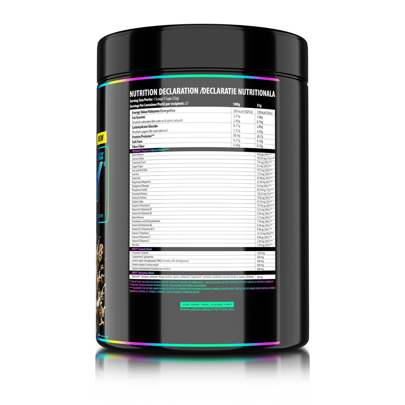 Load image into Gallery viewer, iWHEY 900g 27serv Genius Nutrition Cookies &amp; Cream - Whey protein concentrate (WPC) with added DigeZyme®, essential vitamins, minerals and creatine designed to aid in recovery and promote lean muscle growth.
