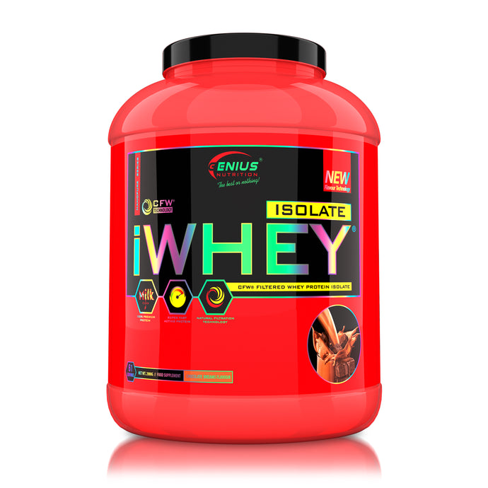 iWHEY ISOLATE 2000g 61serv Genius Nutrition Chocolate Dreams - Whey protein isolate (WPI) with no added sugar for recovery and lean muscle growth obtained through CFW® filtration.