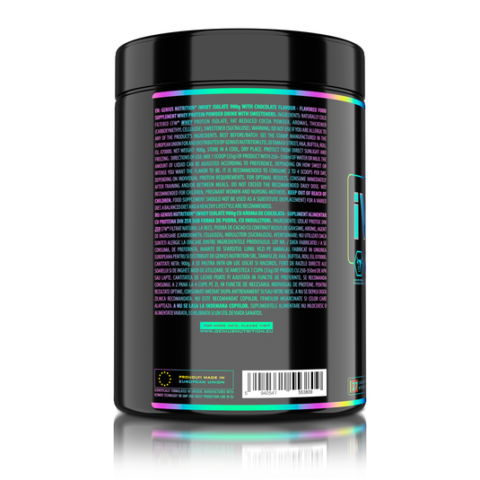 iWHEY ISOLATE 900g 27serv Genius Nutrition Chocolate dreams - Whey protein isolate (WPI) with no added sugar ideal  for recovery and lean muscle growth obtained through CFW® filtration.