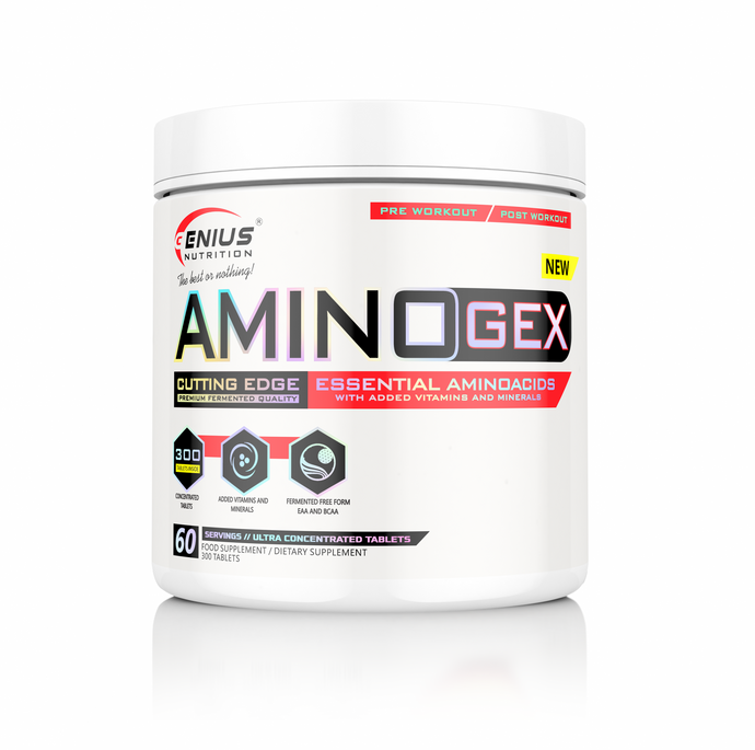 AMINOGEX EAA 300tabs Genius Nutrition - Supplement for muscle recovery based on fermented essential amino acids and vitamins