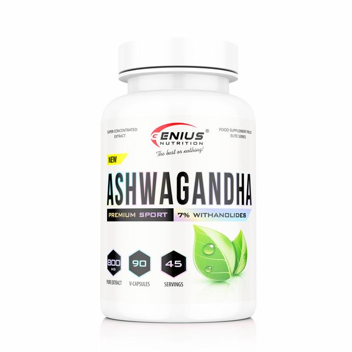 ASHWAGANDHA 90caps 45serv Genius Nutrition – Adaptogen supplement for hormonal balance designed to help the body manage daily stress (cortisol).