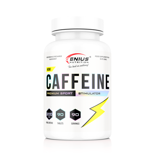 CAFFEINE 90tabs 200mg 90serv Genius Nutrition – Rapid acting caffeine supplement for energy and focus.