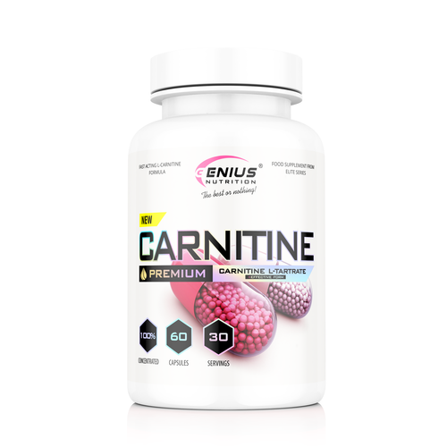 CARNITINE (L-TARTRATE) 60caps 30serv Genius Nutrition - Supplement for weight loss and fat burning.