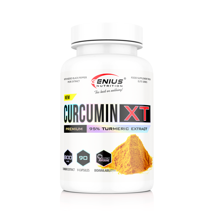 CURCUMIN-XT (TURMERIC) 90caps 45serv Genius Nutrition - Natural anti inflammatory supplement with turmeric and piperine for superior absorption.