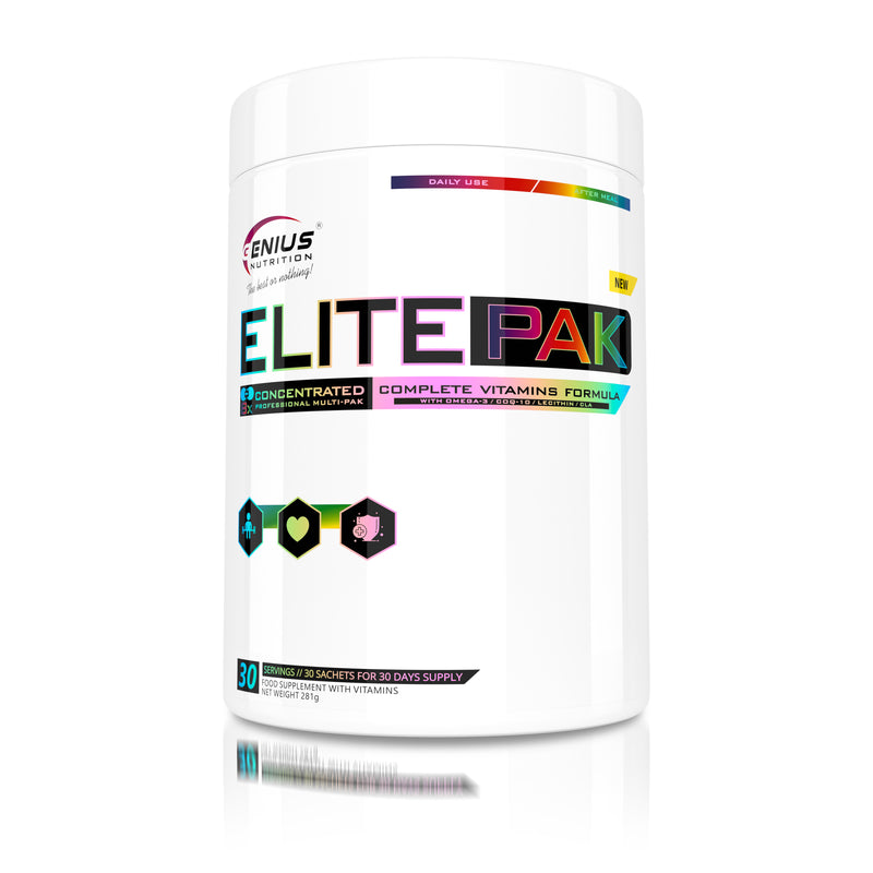 Load image into Gallery viewer, ELITEPAK 30paks Genius Nutrition – Supplement with essential vitamins and minerals enriched with Omega 3 and 6 to support elite athletes performance.
