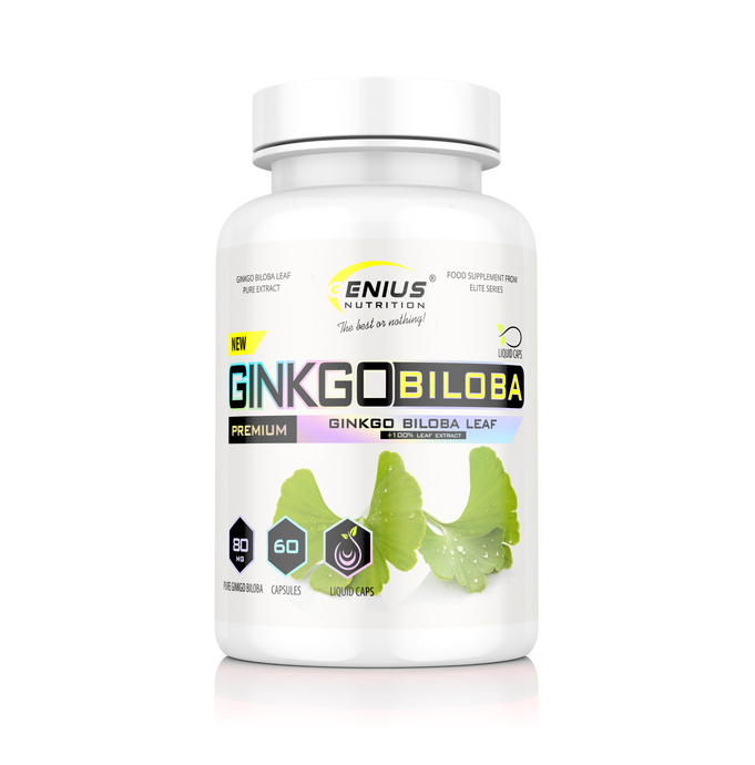 GINKO BILOBA 60liquid caps Genius Nutrition – Natural supplement for memory, concentration improvement and cardiovascular system.