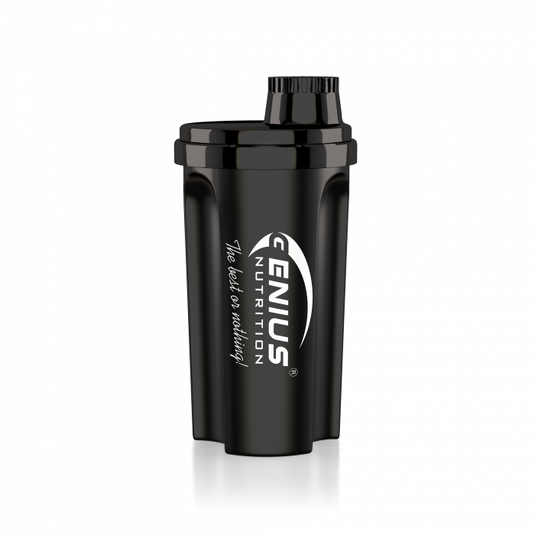 Genius Nutrition® Shaker 700ml Black - Ideal shaker for fast and efficient mixing of nutritional supplements, BPA-free for safety and health.