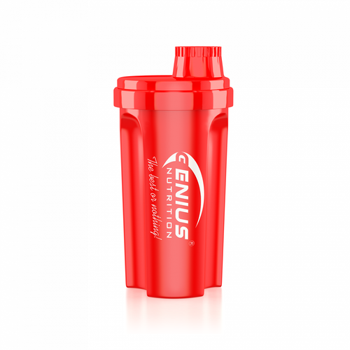 Genius Nutrition® Shaker 700ml Red - Ideal shaker for fast and efficient mixing of nutritional supplements, BPA-free for safety and health.