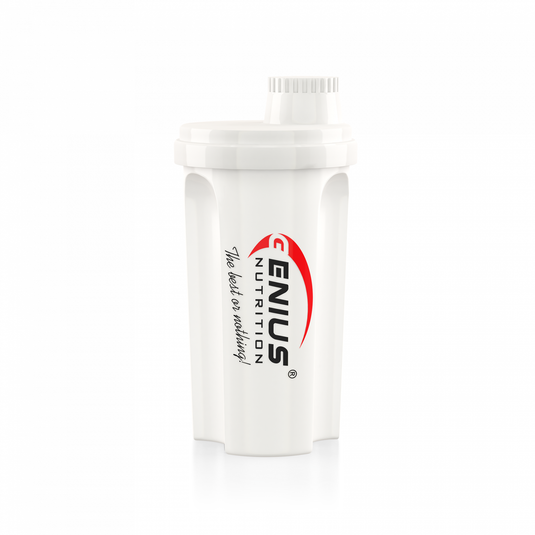 Genius Nutrition® Shaker 700ml White - Ideal shaker for fast and efficient mixing of nutritional supplements, BPA-free for safety and health.