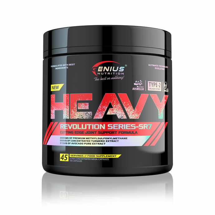 HEAVY 180caps 45serv Genius Nutrition – Anti inflammatory supplement for ligament repair, essential for activities that intensely stress the joints.