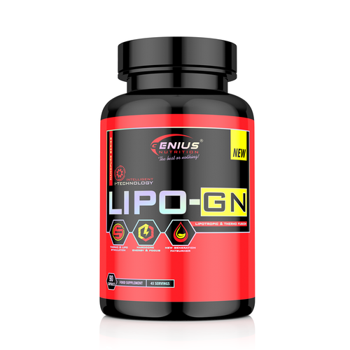LIPO-GN 90caps 45serv Genius Nutrition - Thermogenic fat-burning supplement that boosts metabolism, enhances energy and focus fortified with vitamins and minerals.