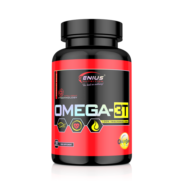 OMEGA-3T 100softgels 50serv Genius Nutrition - Omega-3 supplement in triglyceride form with increased absorption that supports cardiovascular health, brain function and joint health.