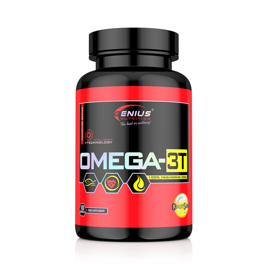 OMEGA-3T 100softgels 50serv Genius Nutrition - Omega-3 supplement in triglyceride form with increased absorption that supports cardiovascular health, brain function and joint health.