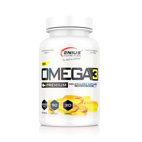 OMEGA-3 90softgels 30serv Genius Nutrition - Omega-3 supplement that supports cardiovascular health, brain function and joint health.