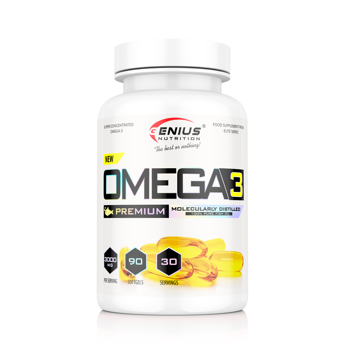 OMEGA-3 90softgels 30serv Genius Nutrition - Omega-3 supplement that supports cardiovascular health, brain function and joint health.