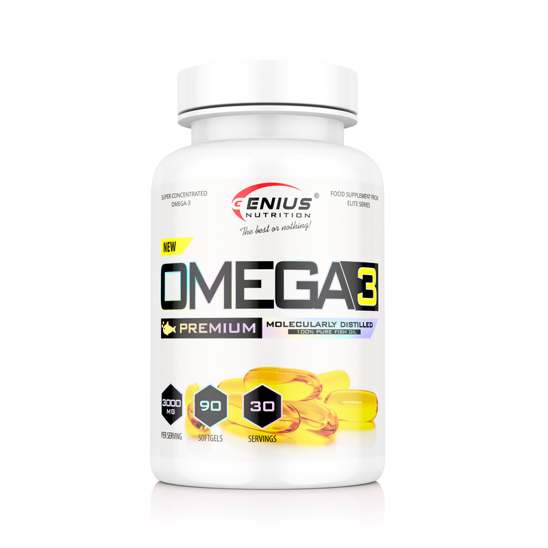 Load image into Gallery viewer, OMEGA-3 90softgels 30serv Genius Nutrition - Omega-3 supplement that supports cardiovascular health, brain function and joint health.
