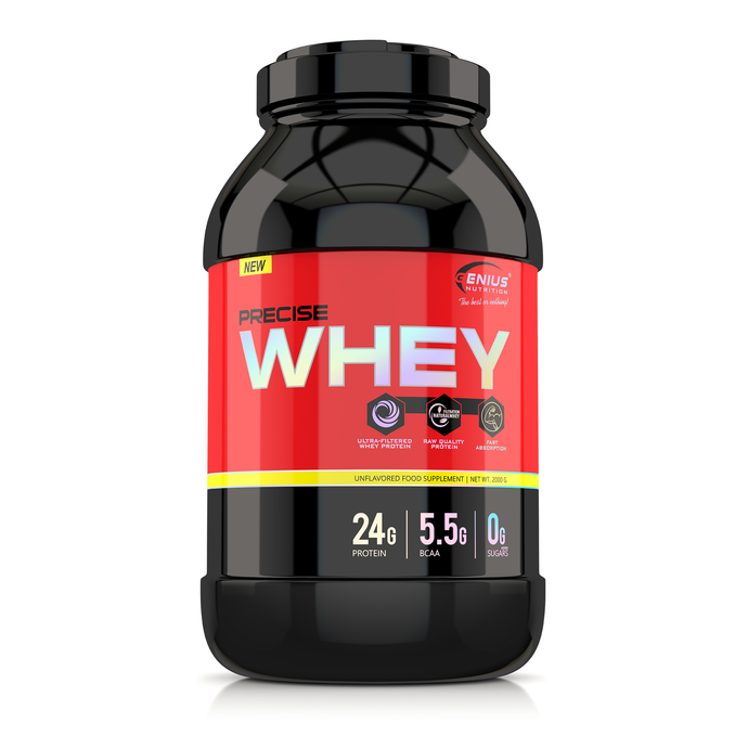 PRECISE WHEY 2000g 61 serv Genius Nutrition Unflavored - Cold ultra-filtered (CFW®) whey protein supplement with a high BCAA content, without any sweeteners or flavors.