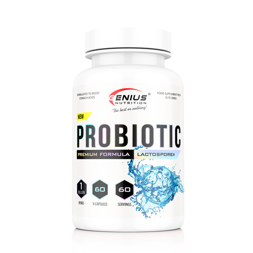 PROBIOTIC 60caps 60serv Genius Nutrition - LactoSpore® probiotic supplement for digestive health and balanced gut flora.
