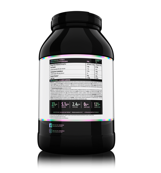 PROTEIN-F5 2000g 61serv Genius Nutrition Milky Chocolate - Protein supplement with a blend of five proteins: whey concentrate, milk, soy, egg, and pea, designed for recovery and muscle growth.