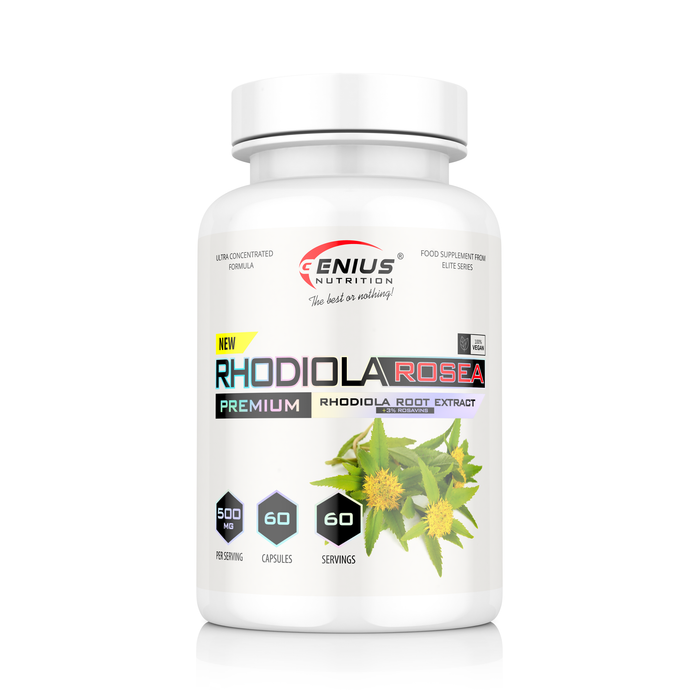 RHODIOLA ROSEA 60caps 60serv Genius Nutrition - Antioxidant supplement based on quercetin, ideal for enhancing immune function, protecting cells and supporting overall health.