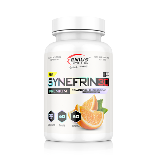 SYNEFRIN30 60tabs 60serv Genius Nutrition - Natural thermogenic supplement derived from bitter orange aimed at promoting fat loss, boosting metabolism, reducing excess water retention and curbing appetite.