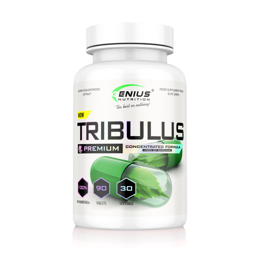 TRIBULUS 90tabs 30serv Genius Nutrition - Supplement that naturally promotes testosterone production, optimizes the hormonal system, supports metabolism and boosts libido enhancing both physical and sexual performance.