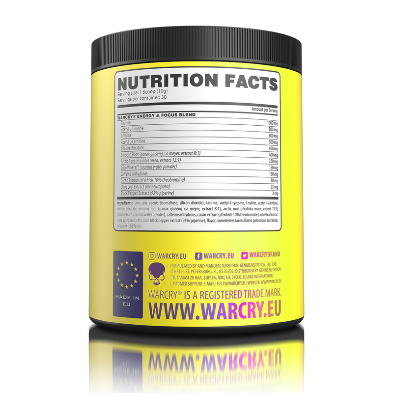 Load image into Gallery viewer, WARCRY ENERGY 300g 30serv Genius Nutrition Energy Fruits - Pre-workout supplement for energy and focus with electrolytes from coconut water for balanced hydration during workouts.
