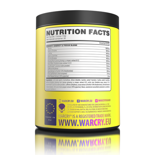 WARCRY ENERGY 300g 30serv Genius Nutrition Energy Fruits - Pre-workout supplement for energy and focus with electrolytes from coconut water for balanced hydration during workouts.